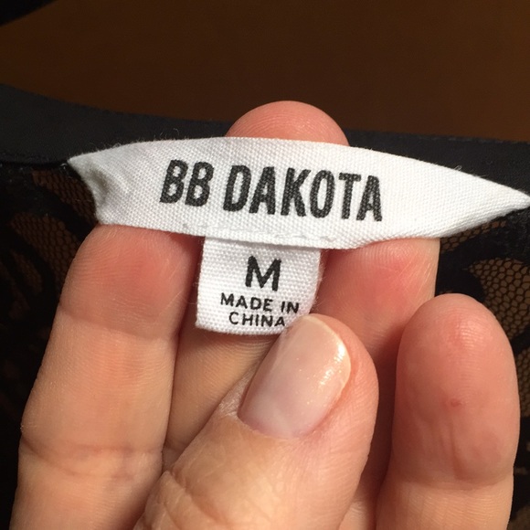 BB Dakota black shift dress with lace yoke, M - Picture 5 of 8